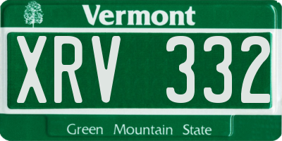 VT license plate XRV332