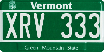 VT license plate XRV333