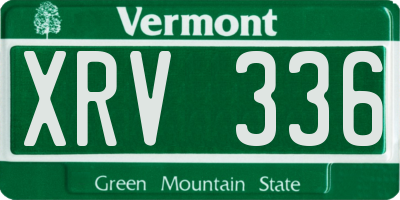 VT license plate XRV336