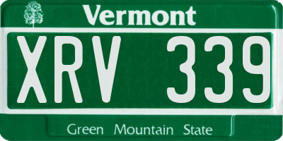 VT license plate XRV339
