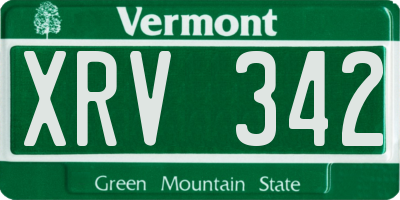 VT license plate XRV342