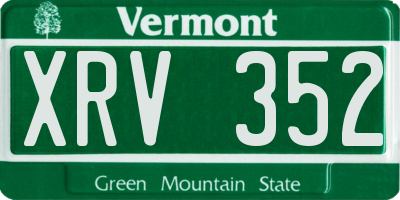 VT license plate XRV352