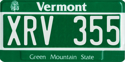 VT license plate XRV355