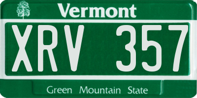 VT license plate XRV357
