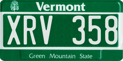 VT license plate XRV358