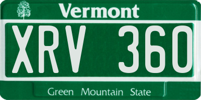 VT license plate XRV360