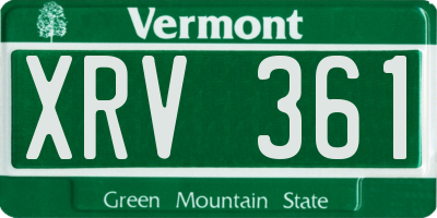 VT license plate XRV361