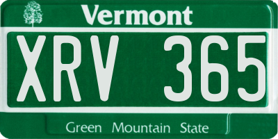 VT license plate XRV365