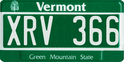 VT license plate XRV366