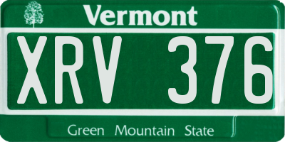 VT license plate XRV376