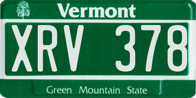 VT license plate XRV378