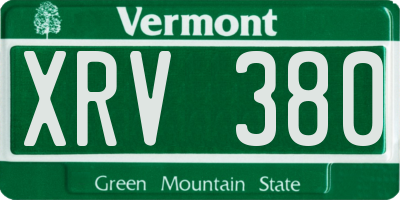 VT license plate XRV380