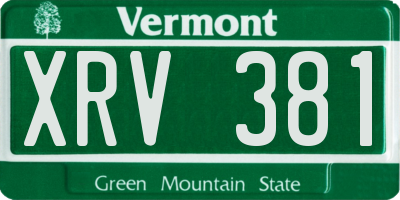VT license plate XRV381