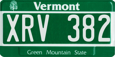 VT license plate XRV382
