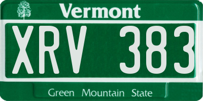 VT license plate XRV383