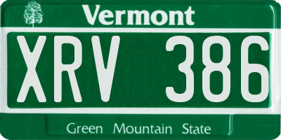 VT license plate XRV386