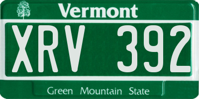 VT license plate XRV392