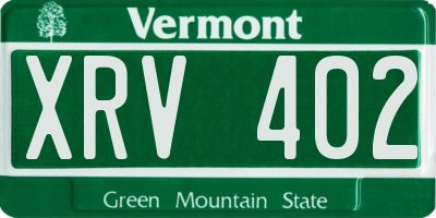 VT license plate XRV402