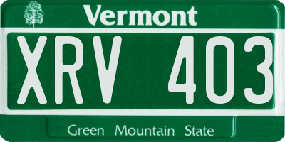 VT license plate XRV403
