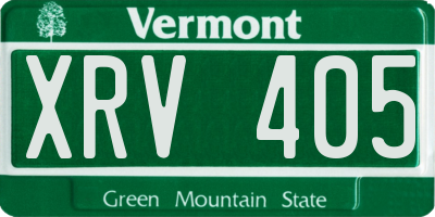 VT license plate XRV405