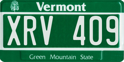 VT license plate XRV409