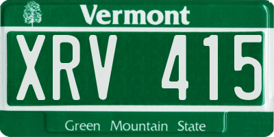 VT license plate XRV415