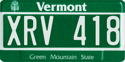 VT license plate XRV418