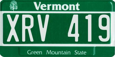 VT license plate XRV419