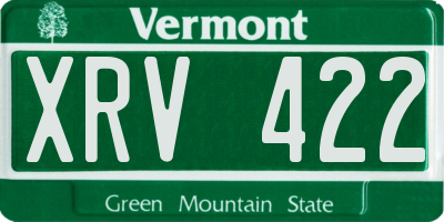 VT license plate XRV422