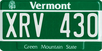 VT license plate XRV430