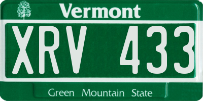 VT license plate XRV433