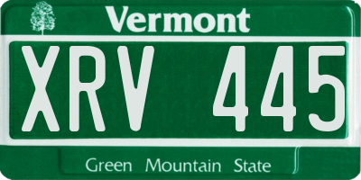 VT license plate XRV445