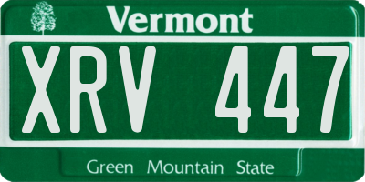VT license plate XRV447