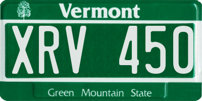 VT license plate XRV450