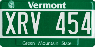 VT license plate XRV454