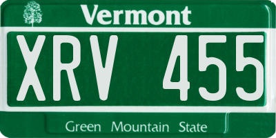 VT license plate XRV455