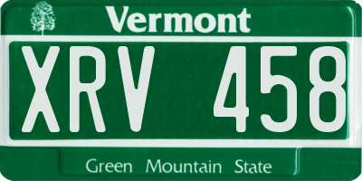 VT license plate XRV458