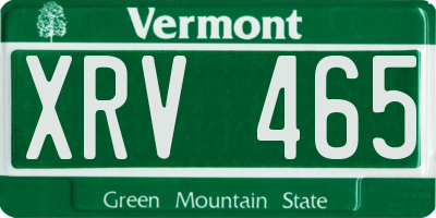 VT license plate XRV465