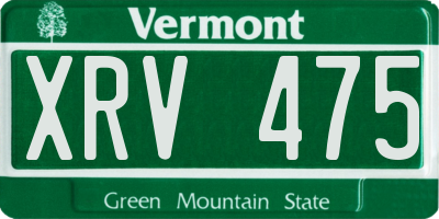 VT license plate XRV475
