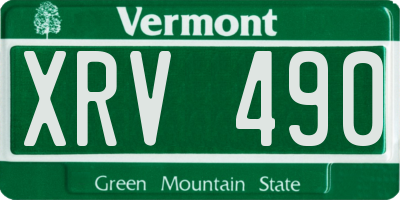 VT license plate XRV490