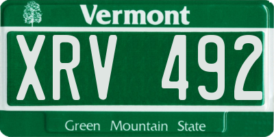 VT license plate XRV492