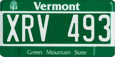VT license plate XRV493