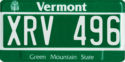 VT license plate XRV496