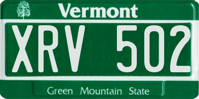 VT license plate XRV502