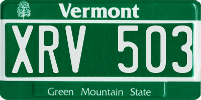 VT license plate XRV503
