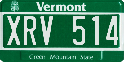 VT license plate XRV514