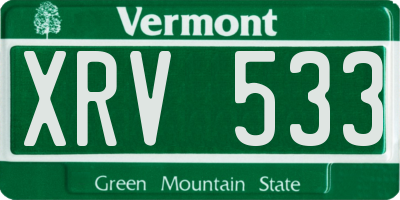 VT license plate XRV533