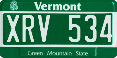 VT license plate XRV534