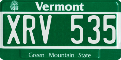 VT license plate XRV535