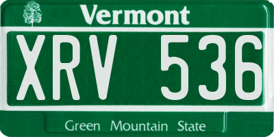 VT license plate XRV536